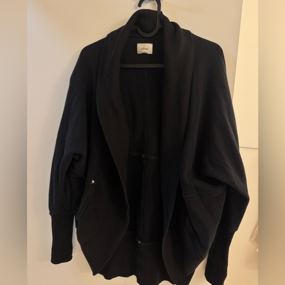 Wilfred Black Draped Cardigan